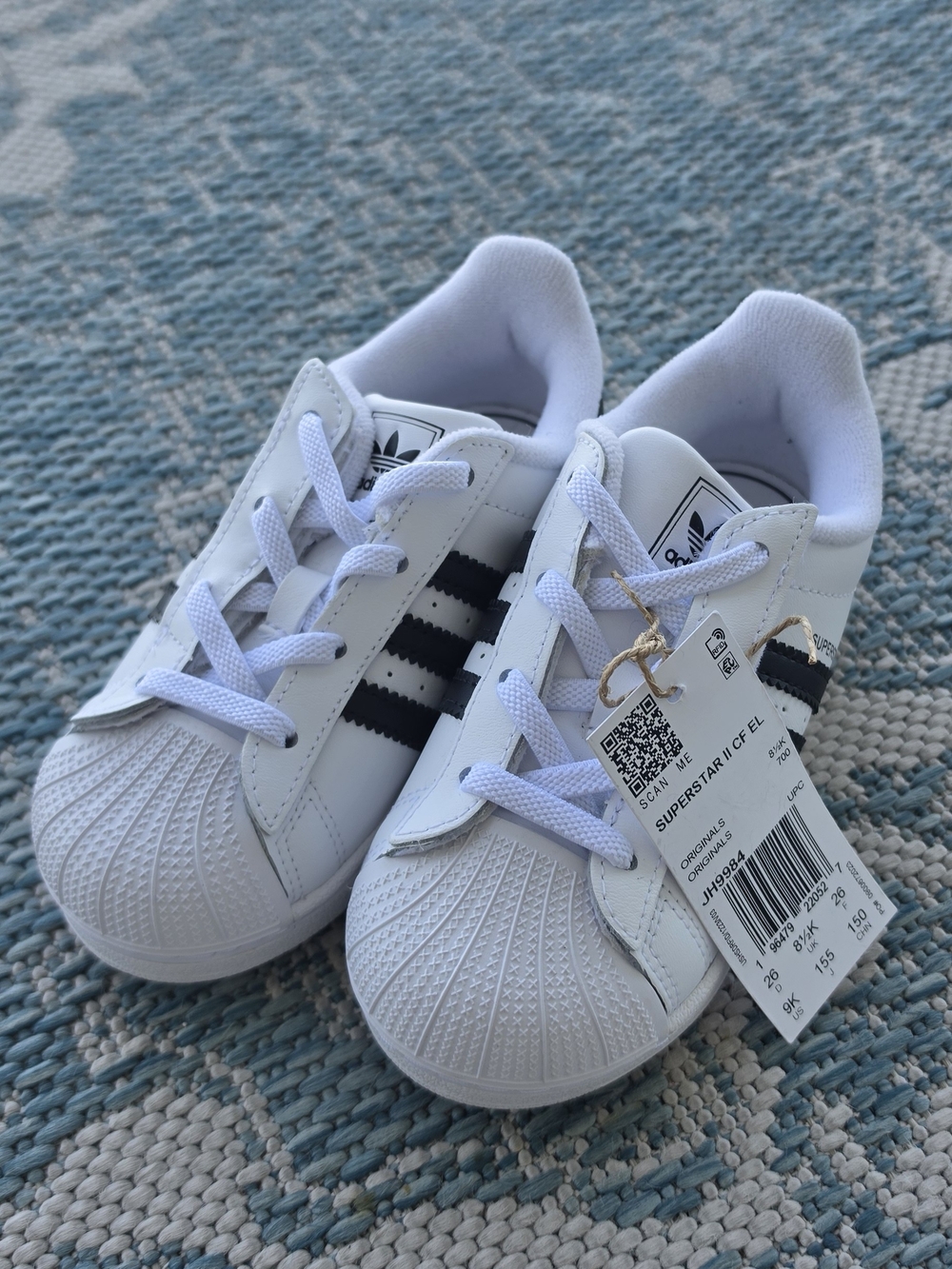 adidas Kids White Sneakers with Black Stripes